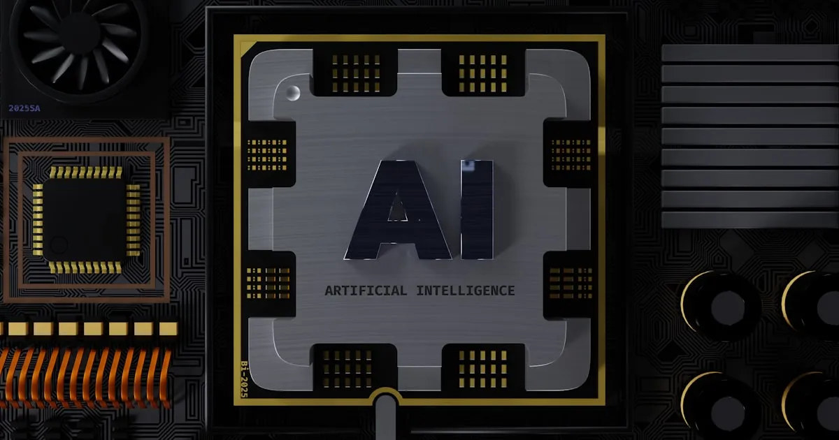 Abstract visualization of AI neural network connections and data processing